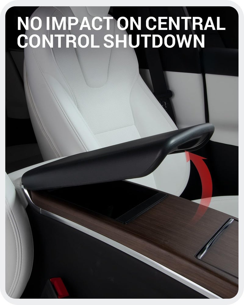 Basenor Tesla Model S Model X Center Console Cover Non-Slip TPE Armrest Cover [No Logo] Protector Armrest [Proprietary Design] 2021-2026 Tesla Interior Accessories Black - Image 5